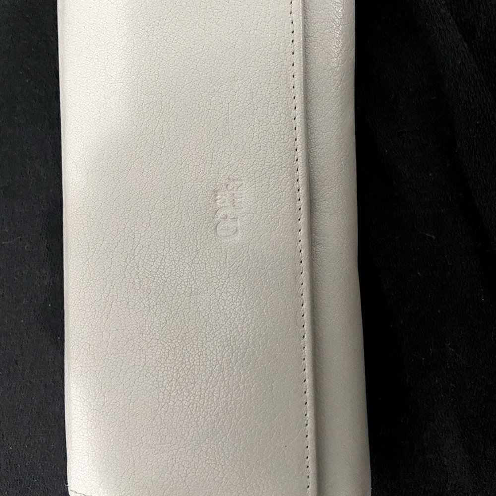 Mou Meraki soft grey leather wallet with floral lining , like new condition